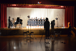 柳生中学校での合唱の撮影風景